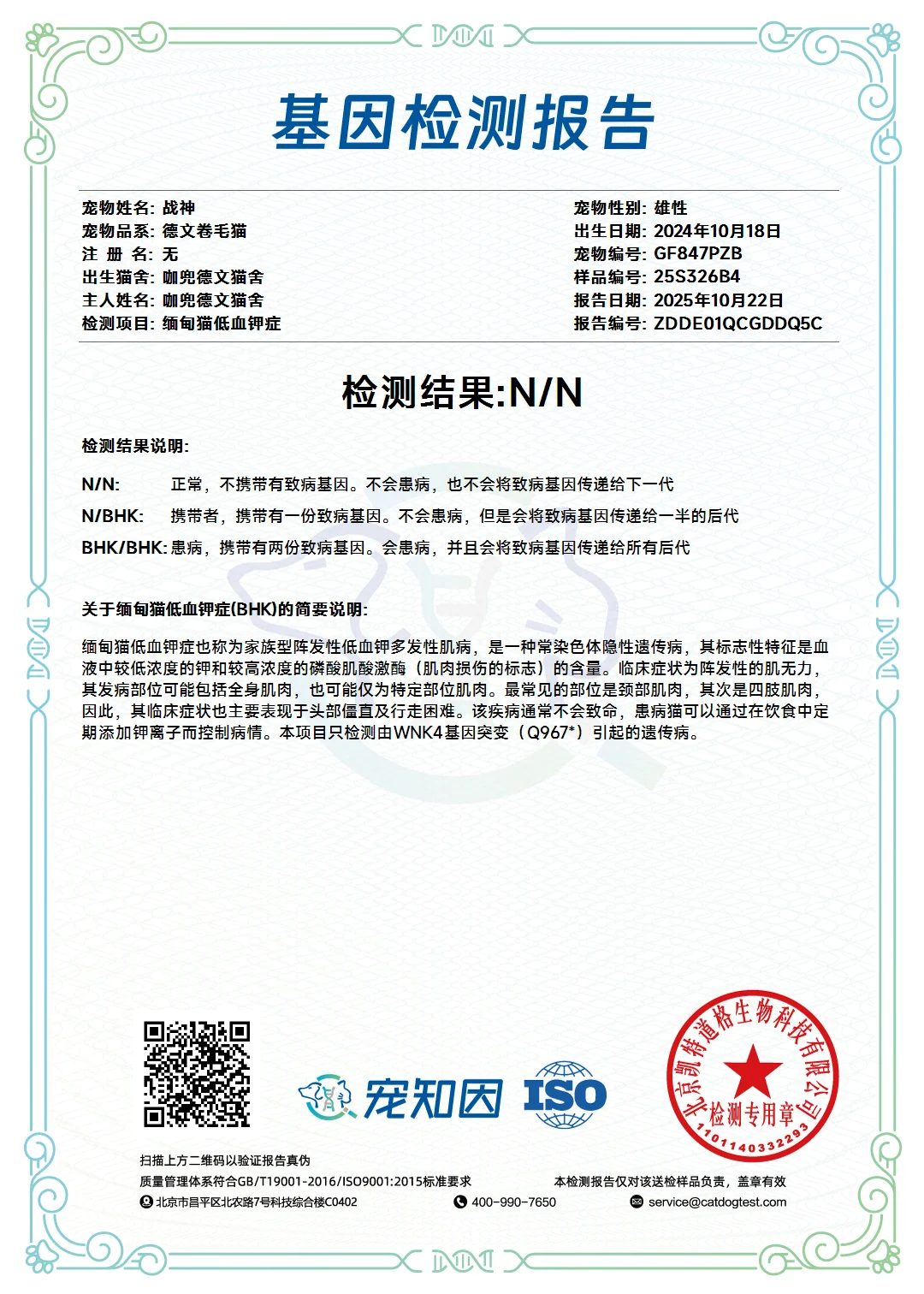 ❤️P血种公——战神? 宠知音基因检测报告