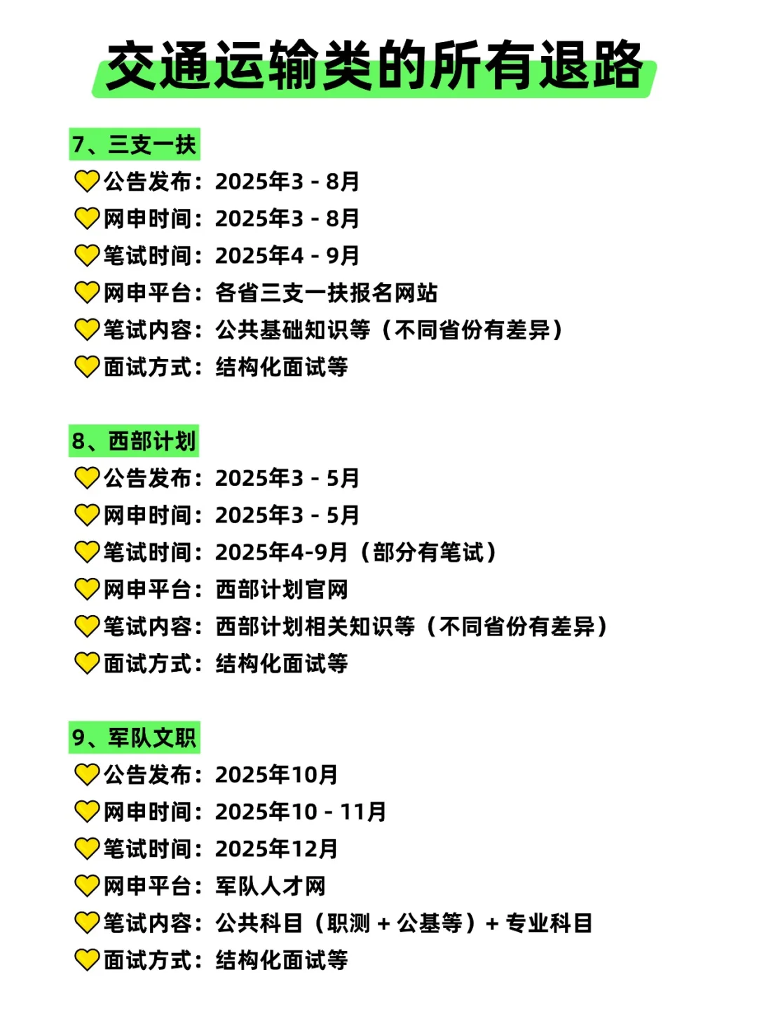 属于交通运输类的所有退路来啦！