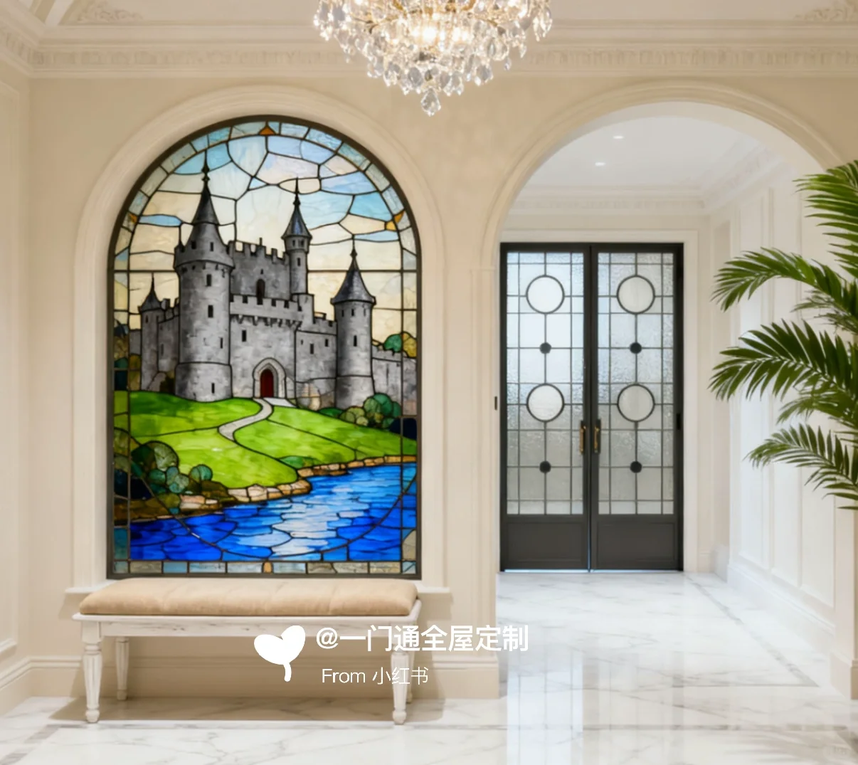 艺术玻璃拱门彩绘玻璃艺术玻璃拱门、拱形门