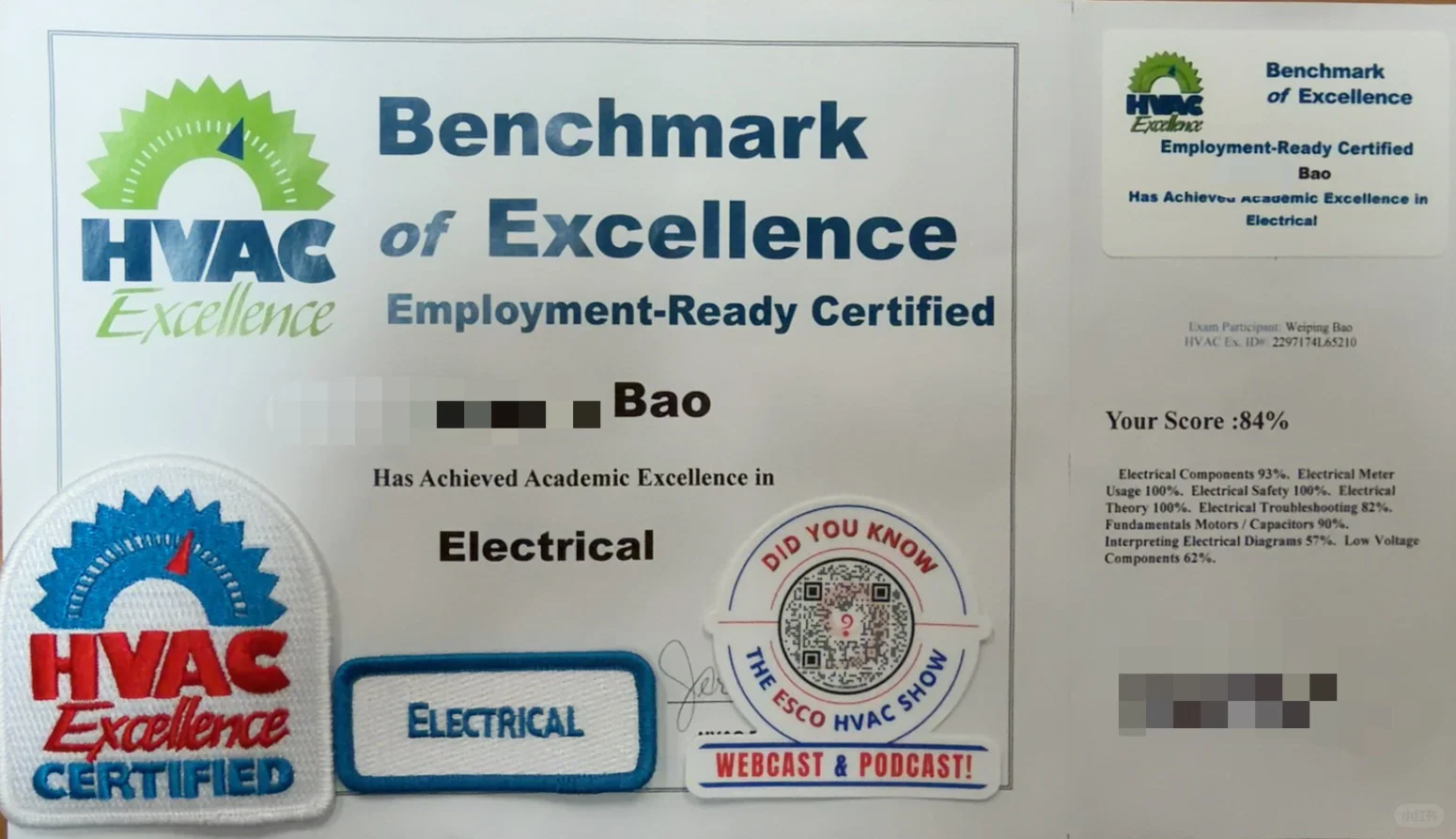 恭喜本校学员成功考取电气从业证书！