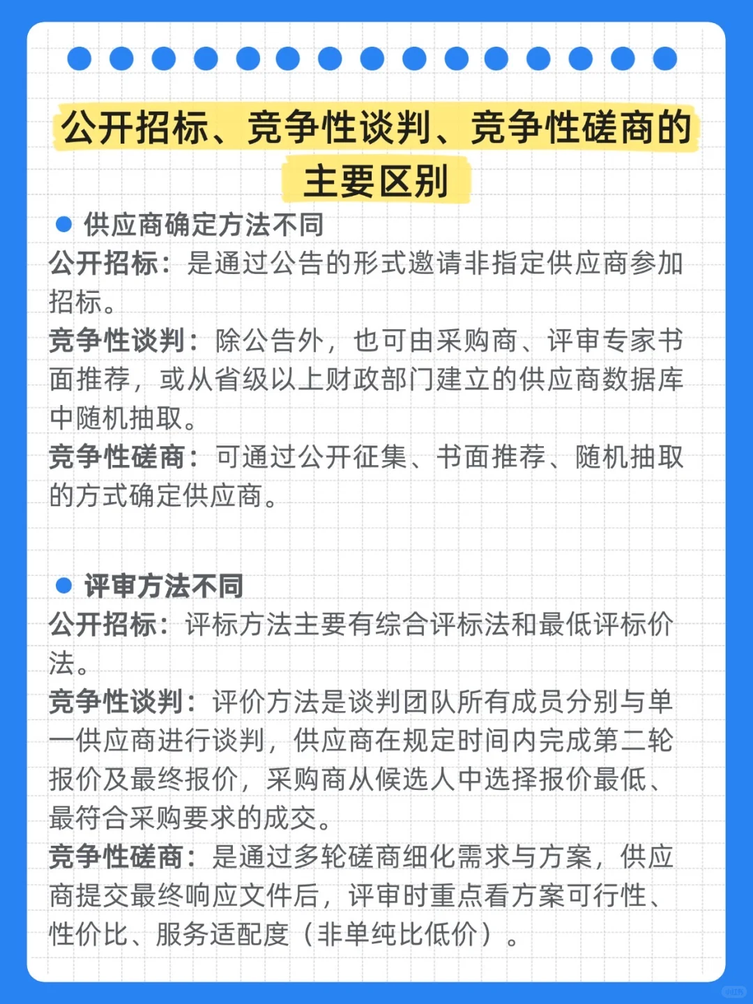 ?招标、竞争性谈判、竞争性磋商分别