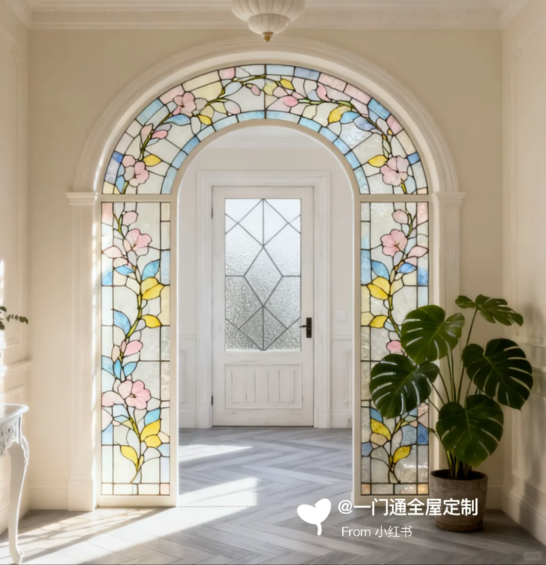 艺术玻璃拱门彩绘玻璃艺术玻璃拱门、拱形门