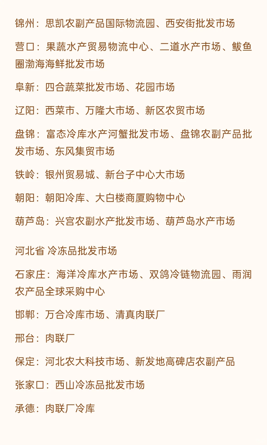 全国各大冻品批发市场