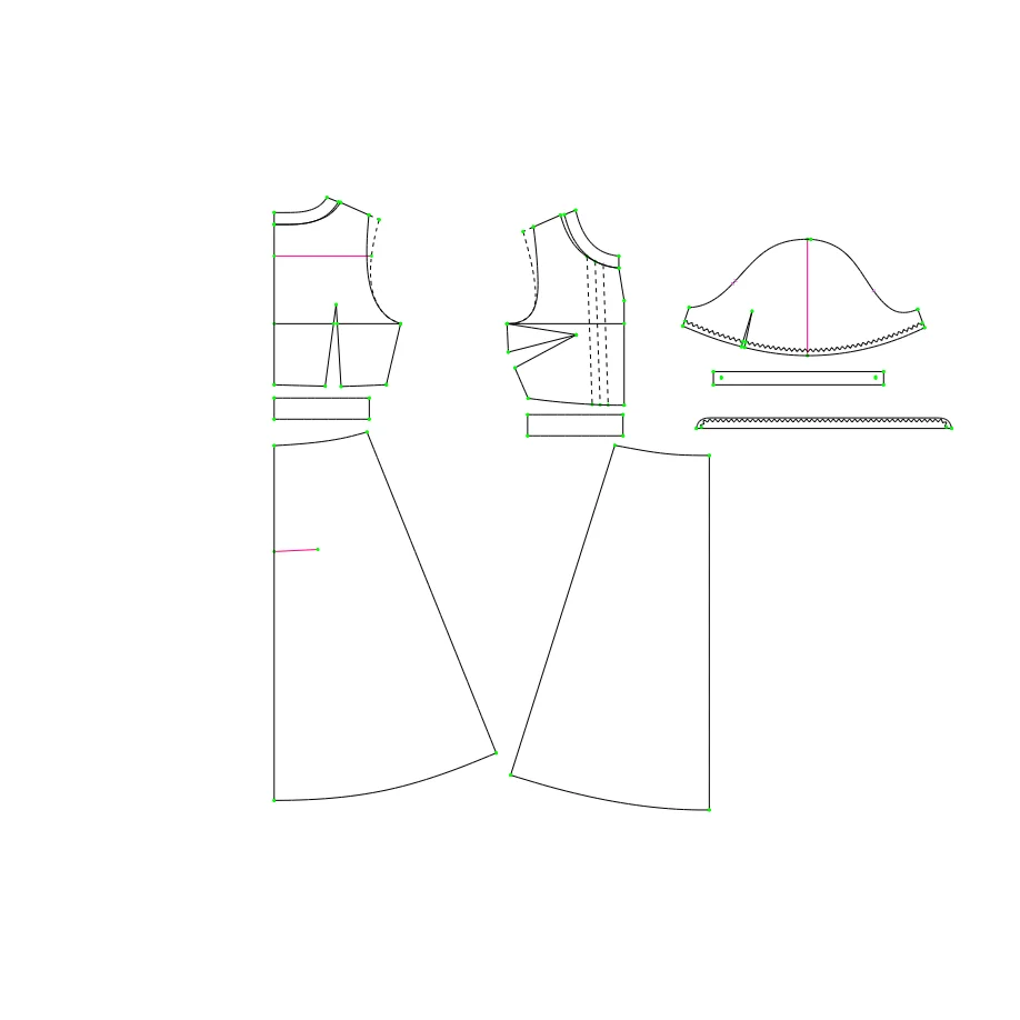 雪纺显瘦显高气质收腰连衣裙制版剪切图