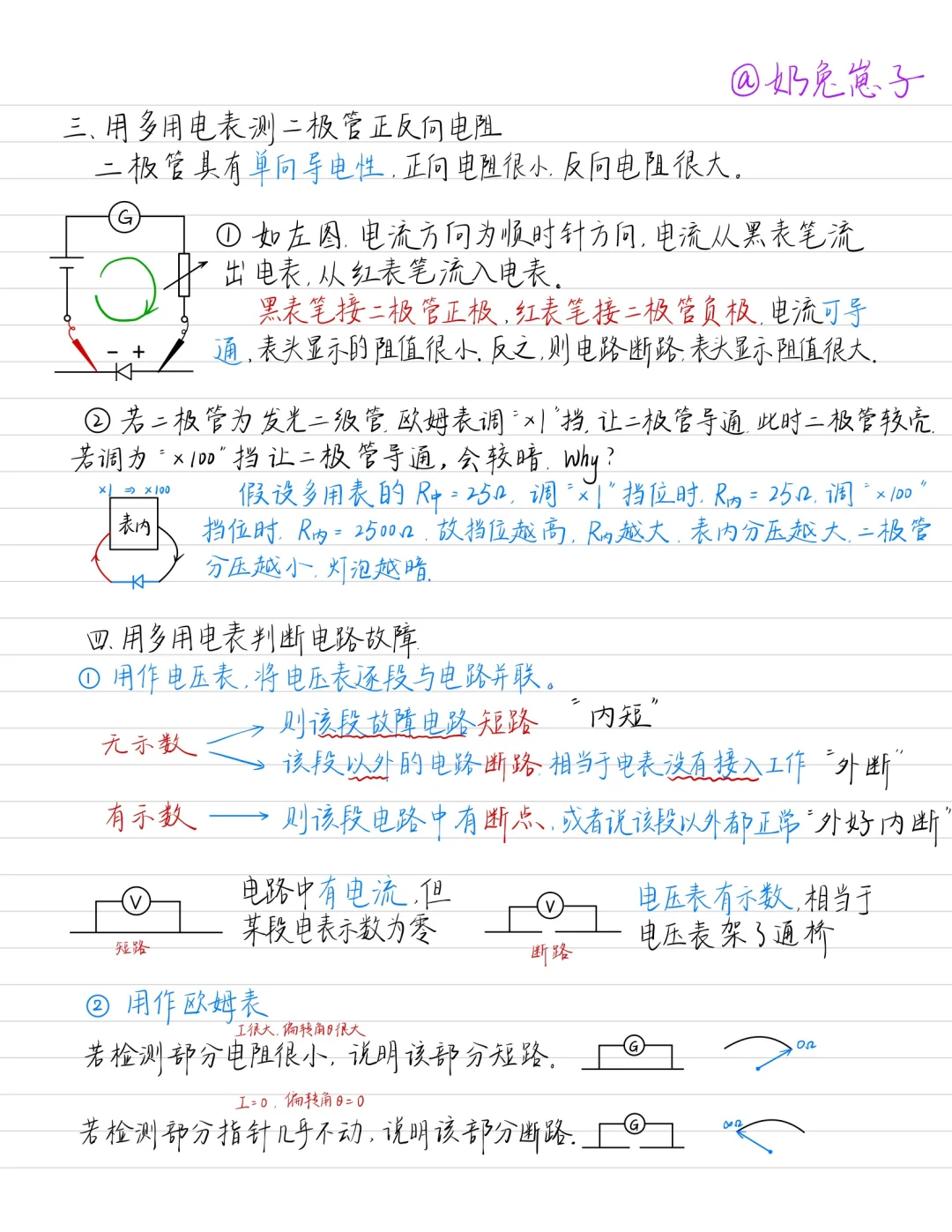 高中物理—多用电表的使用及原理欧姆表