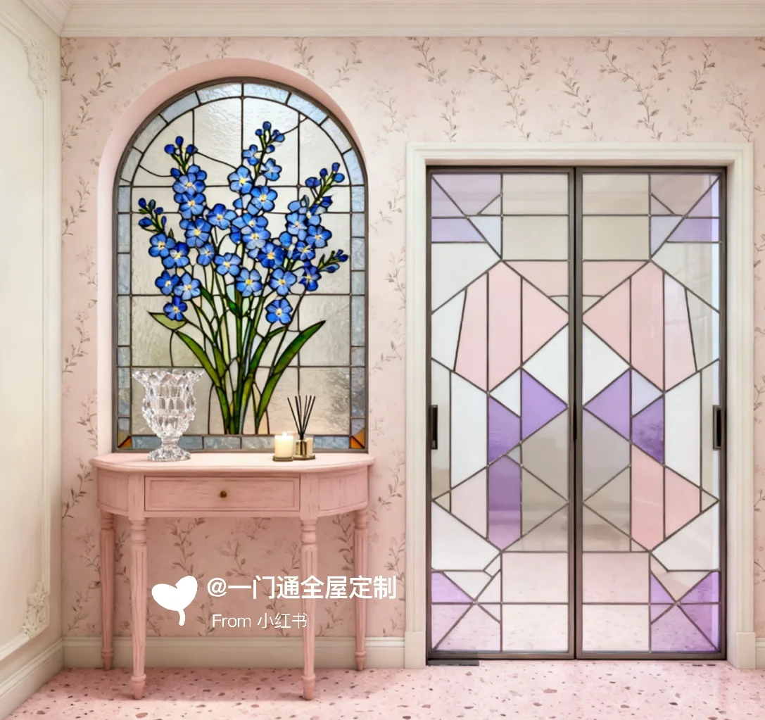 艺术玻璃拱门彩绘玻璃艺术玻璃拱门、拱形门