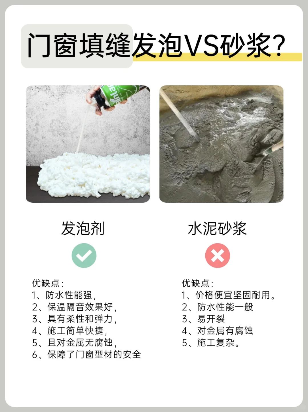 上海封窗✅门窗填缝用发泡剂还是水泥砂浆❓