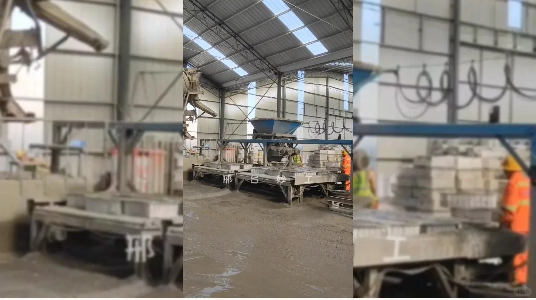 妙工通用型混凝土预制块布料机械生产线设备