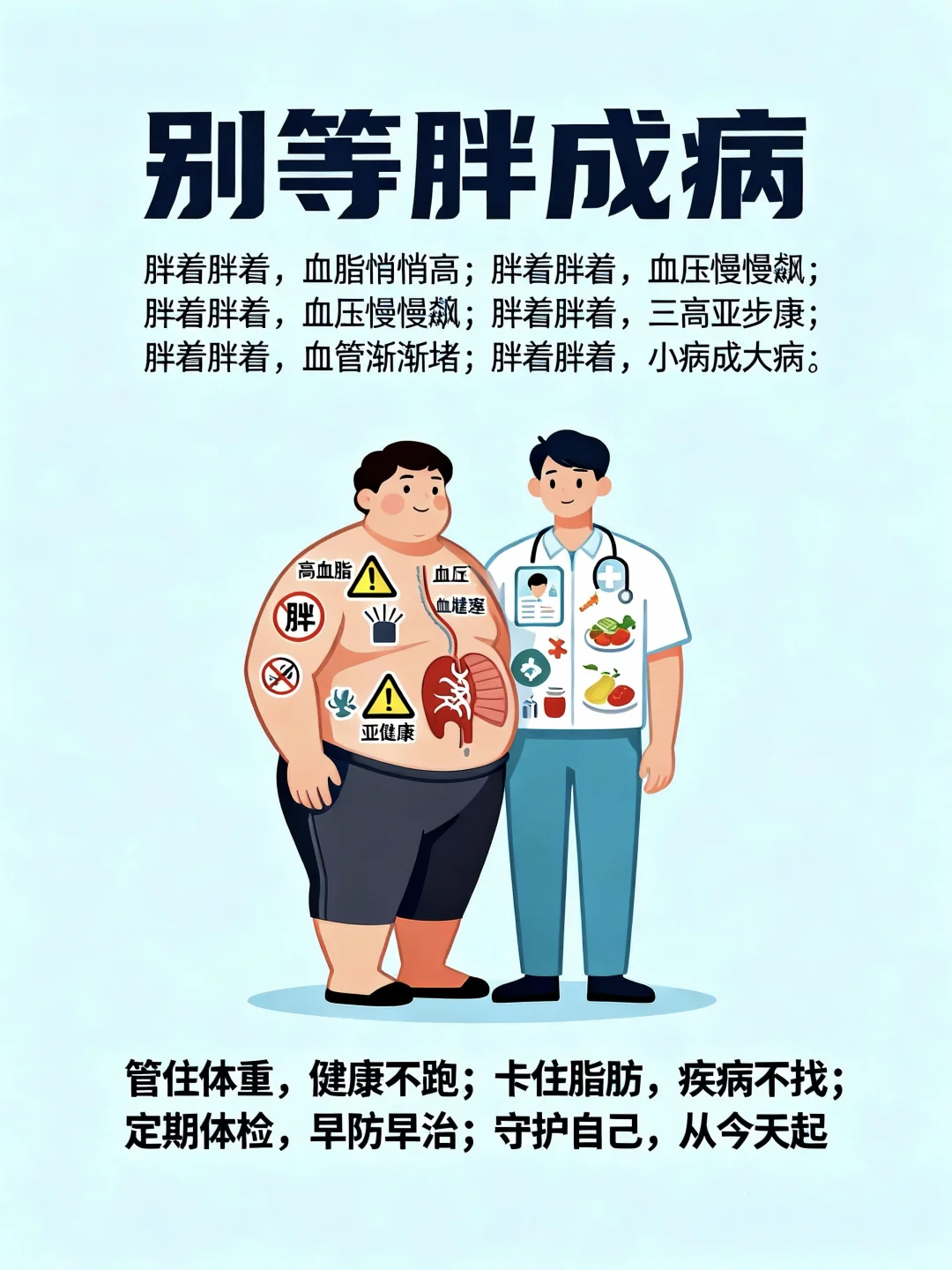 别等胖成病，定期体检