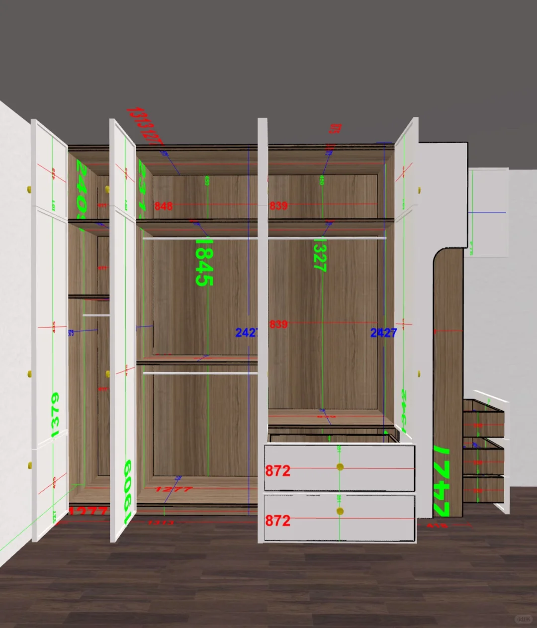 可抄～全挂衣区的五门衣柜真的绝?