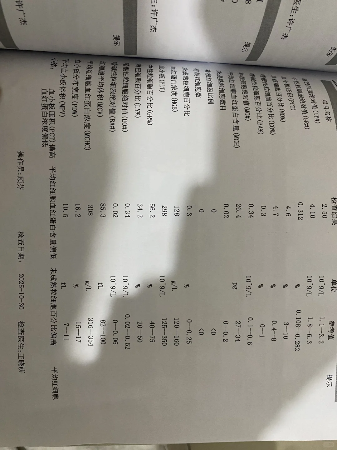 有会看血常规的吗？