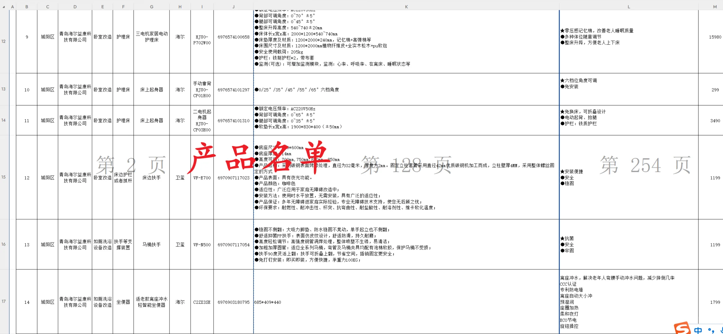 青岛适老化改造国补门店和产品清单-附价格