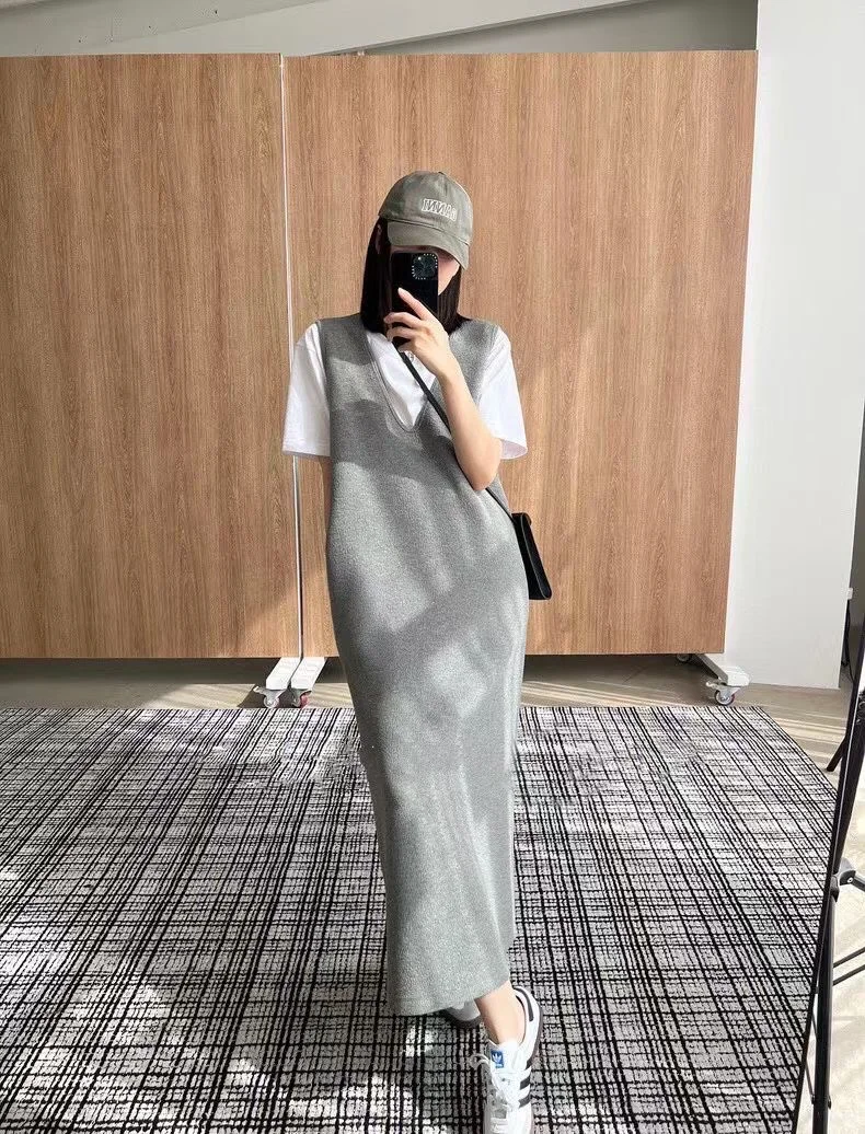 25秋冬新款现货｜TH双面针织褶皱松弛感连衣