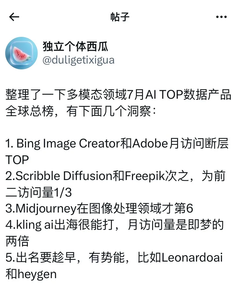 多模态AI产品7月流量数据(数据见图2)