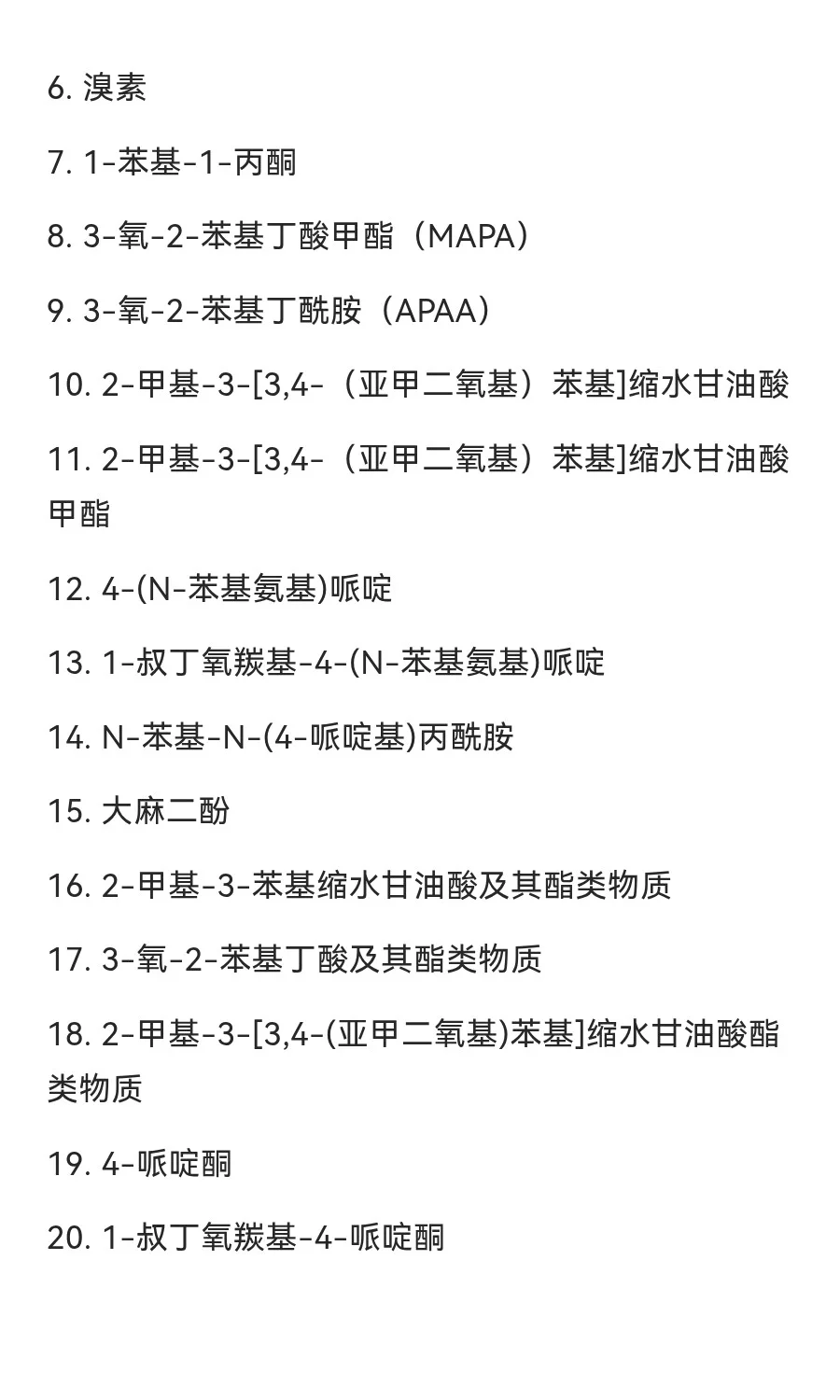 最新易制毒化学品品种目录