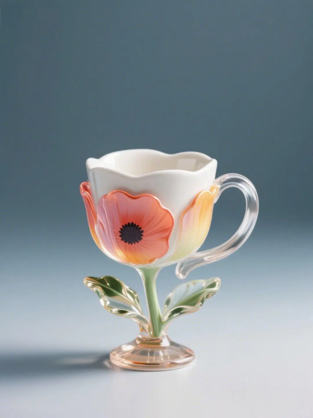 4月虞美人?：手绘臻彩艺术陶瓷玻璃杯