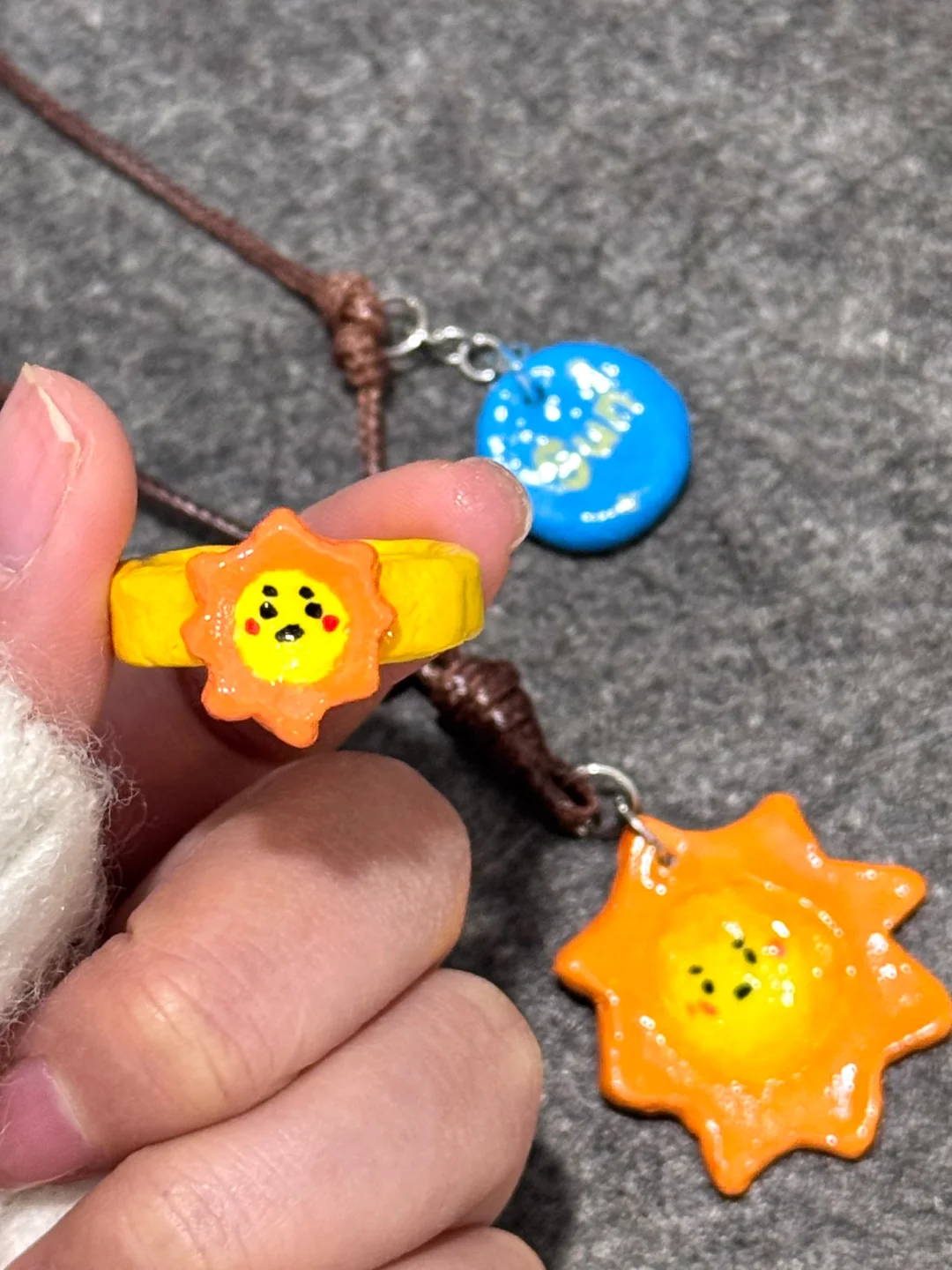 石塑粘土项链｜太阳☀️