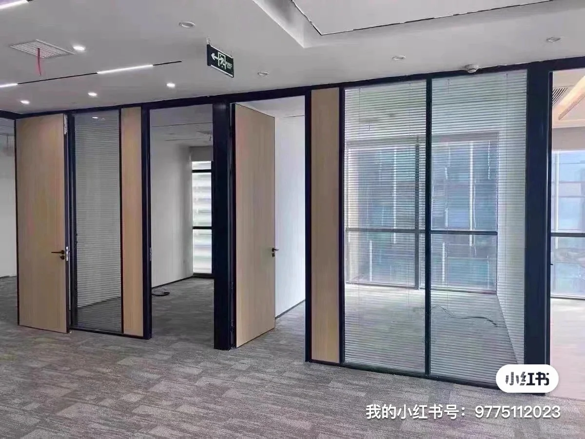 办公室玻璃隔断铝合金双玻百叶单玻磨砂玻璃