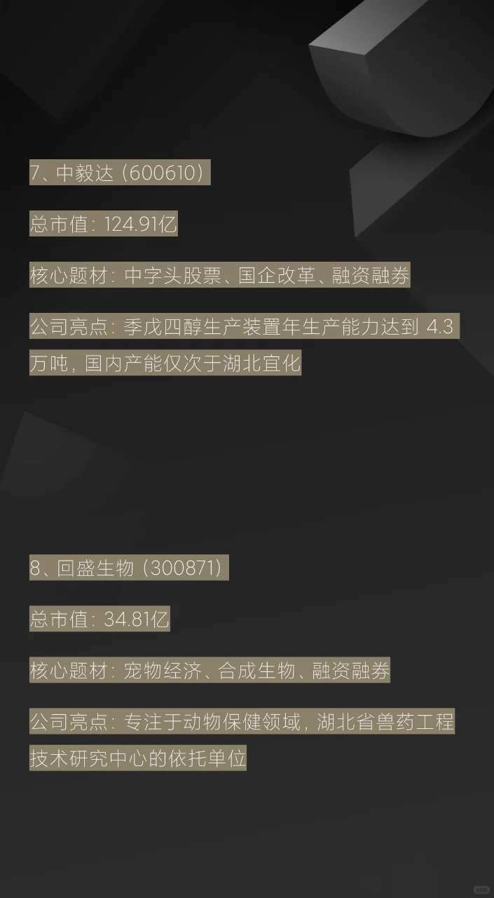 2025化工王者归来8只黑马