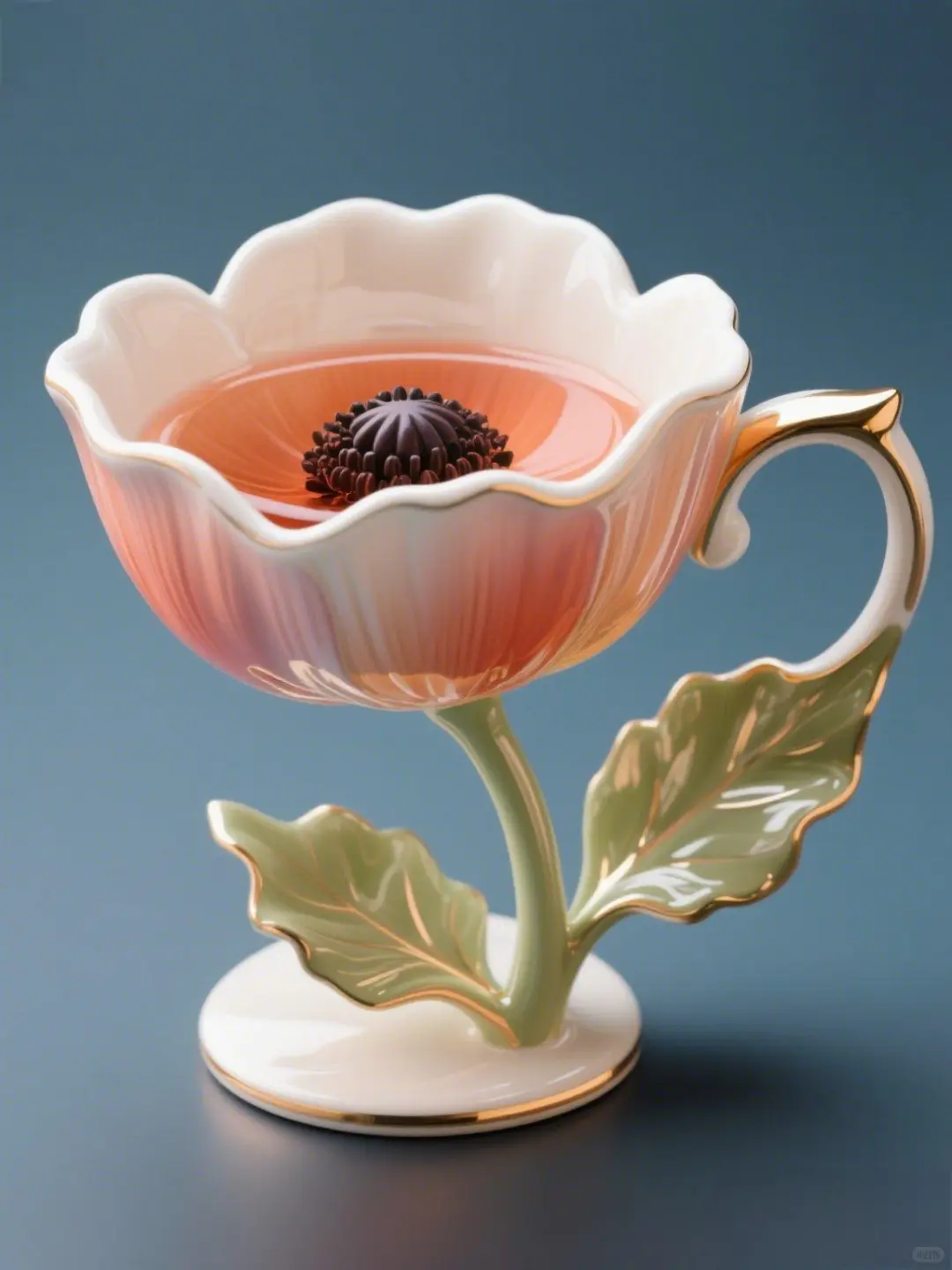 4月虞美人?：手绘臻彩艺术陶瓷玻璃杯