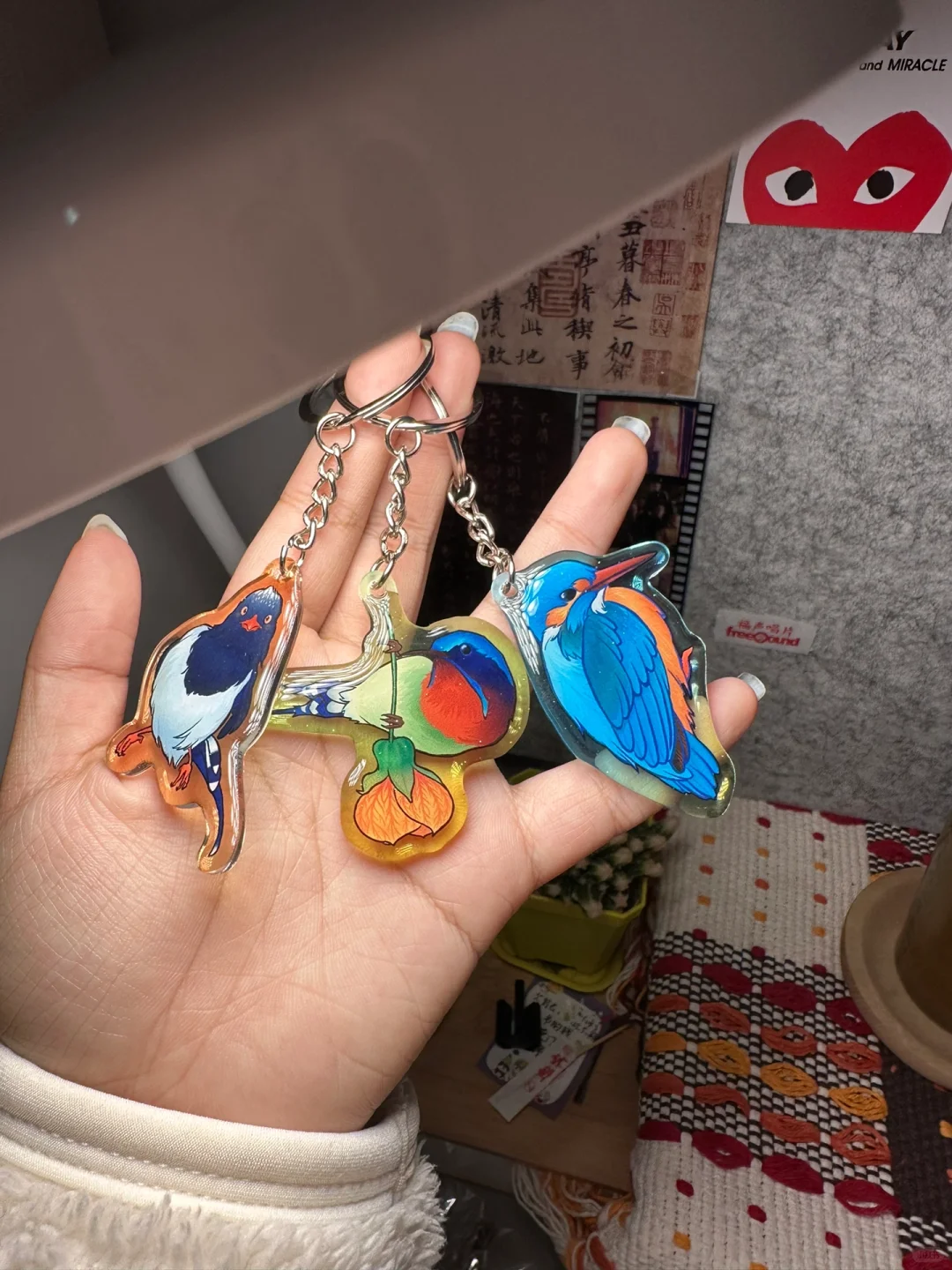 把我画的小鸟做成了挂件✌️✌️