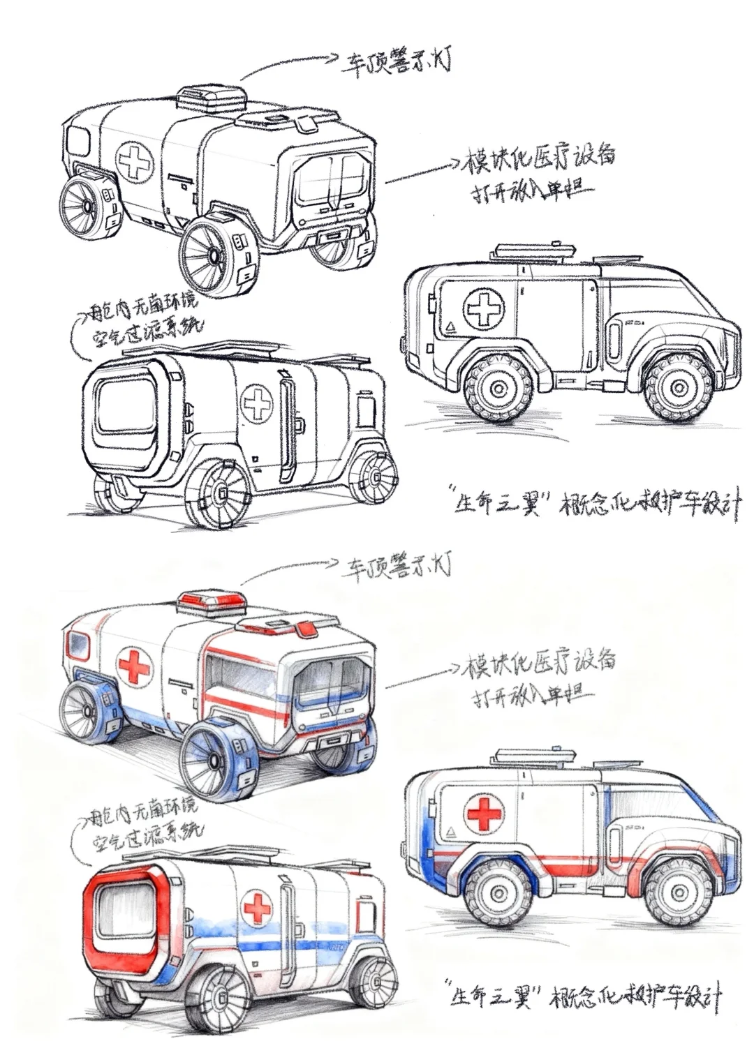 医疗设备设计｜救护车草图设计?