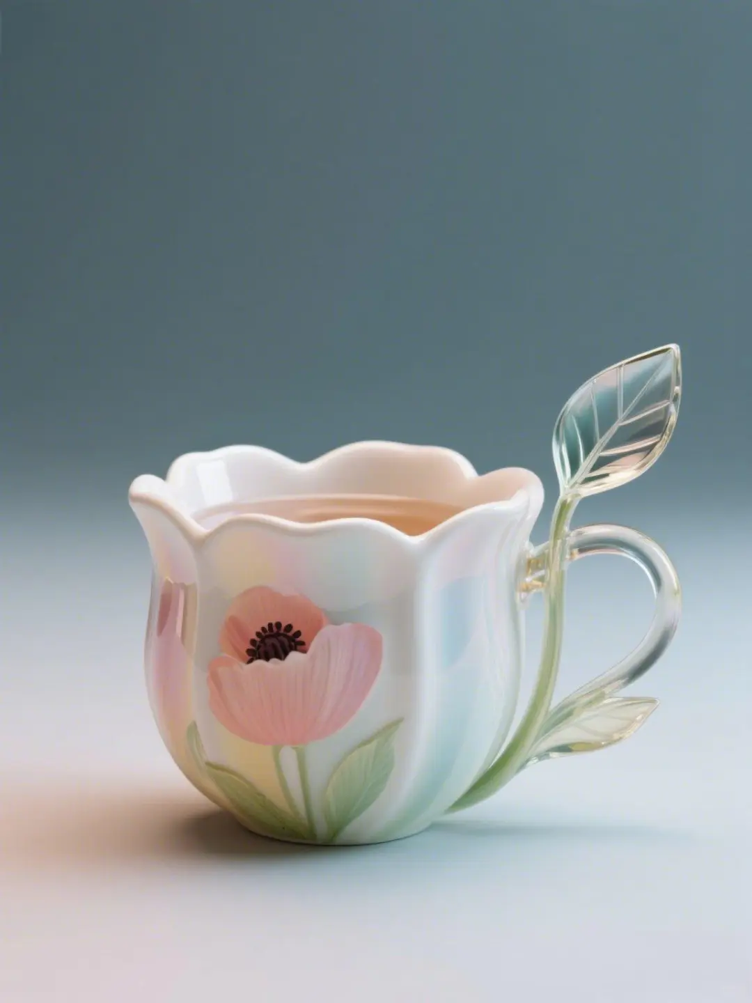 4月虞美人?：手绘臻彩艺术陶瓷玻璃杯