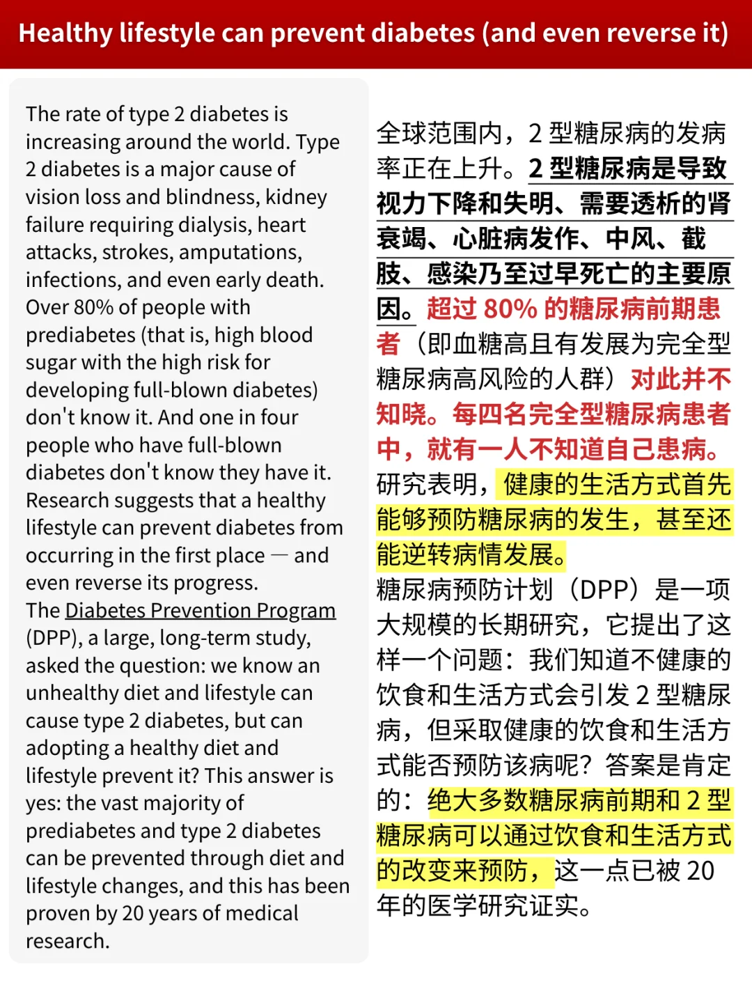 哈佛医学院｜6个习惯预防糖尿病❗️逆转糖尿病