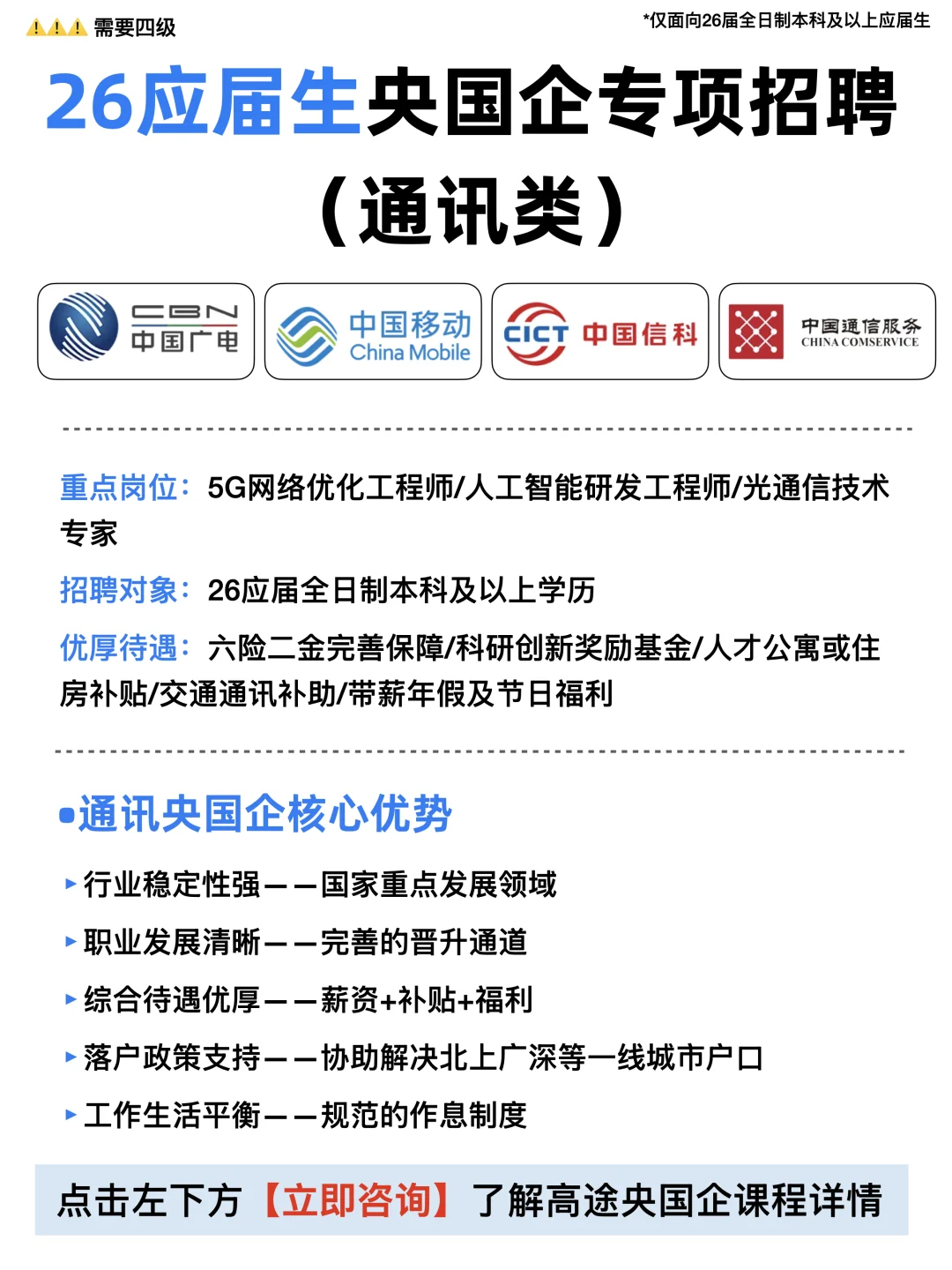 26届滴❗️这些通信类央国企投就对了