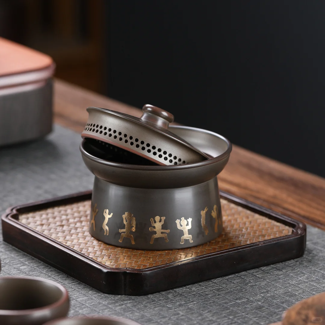 广西文创非遗礼物铜鼓花山盖碗茶器伴手礼