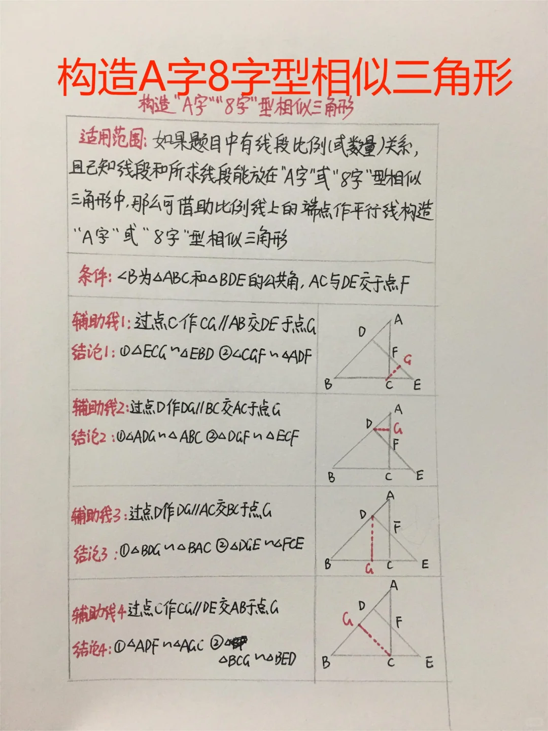 构造A字8字型相似三角形