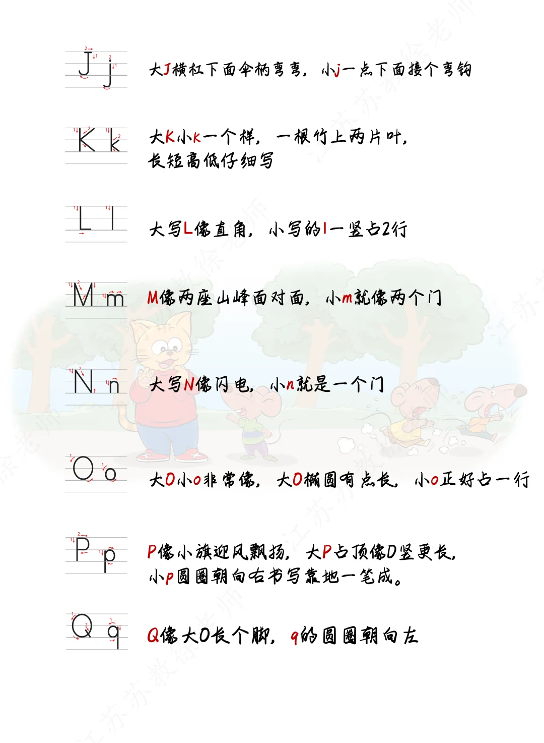 26个字母大小写书写口诀