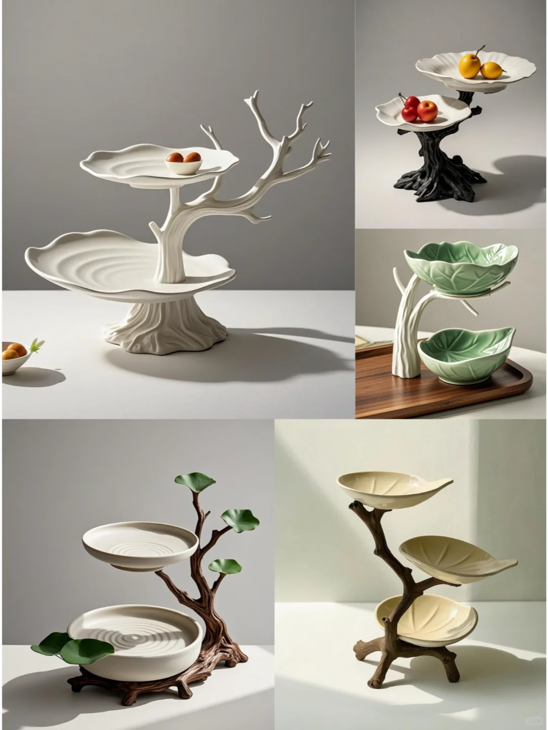 AI生活创意04/999：树韵陶艺果盘