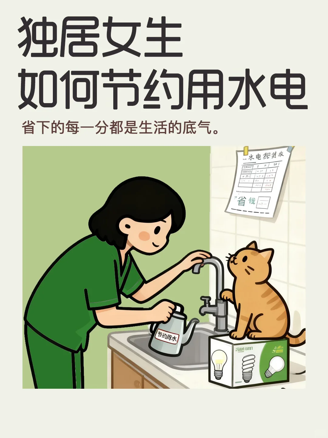 独居女生如何节约用水电