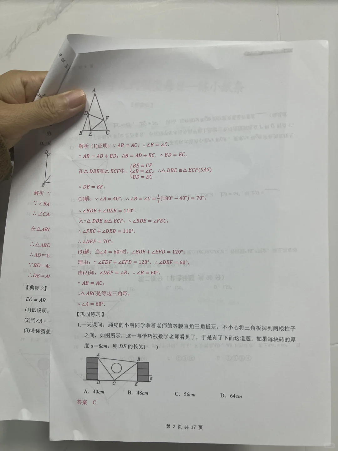 老师发的❗八上期中数学几何模型每日一练❗