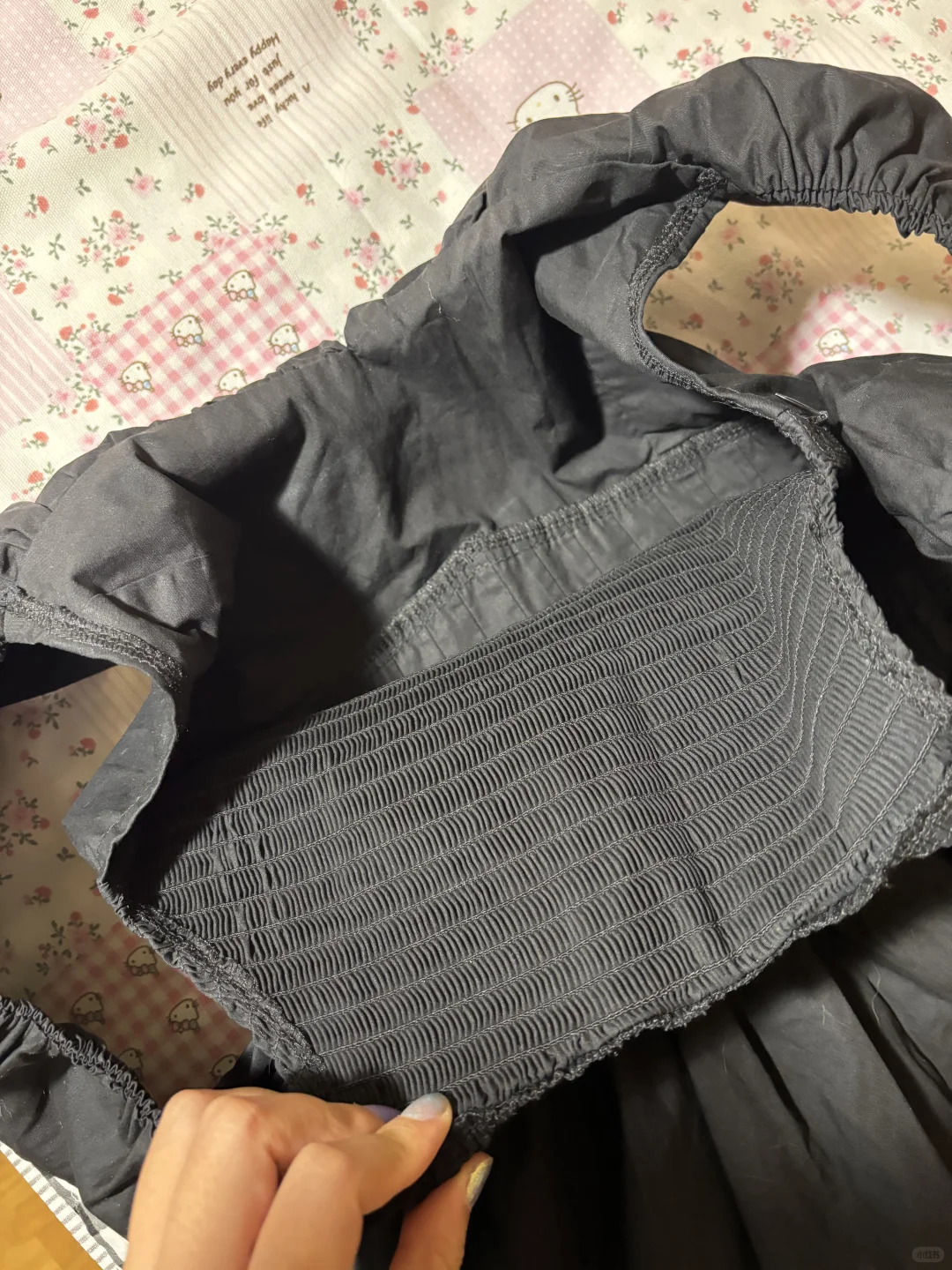 selfsolo圆领小飞袖修身小黑裙