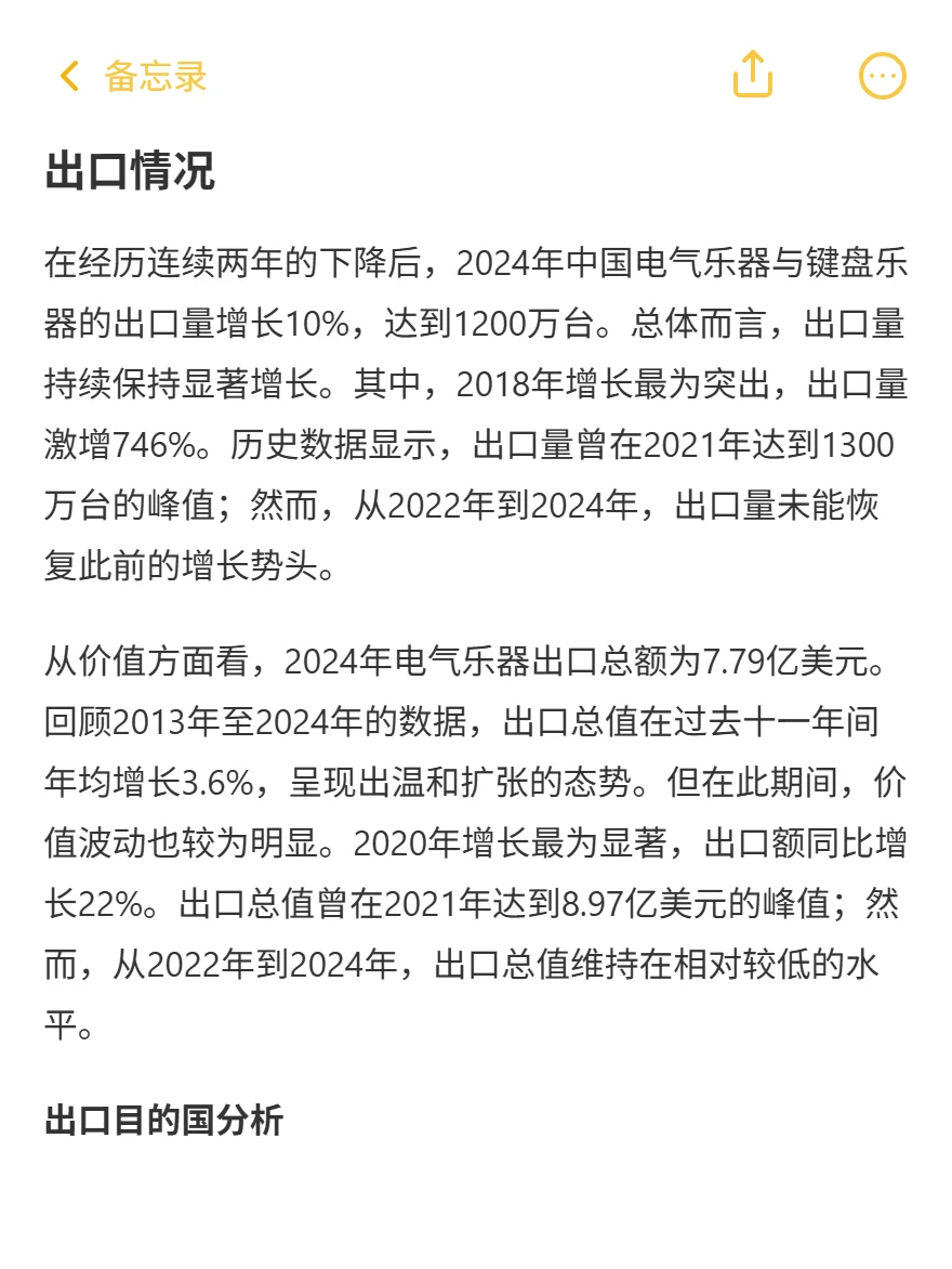 中国乐器年产1400万！出口1200万，