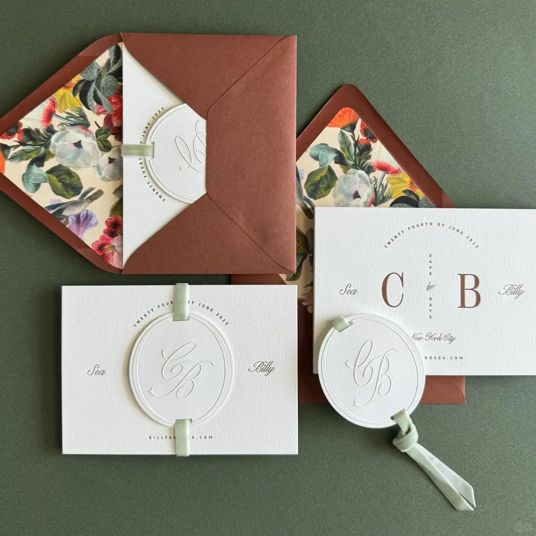 凹凸工艺的简约婚礼邀请函分享