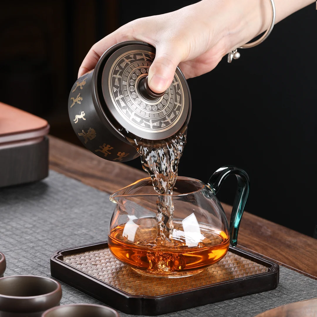 广西文创非遗礼物铜鼓花山盖碗茶器伴手礼