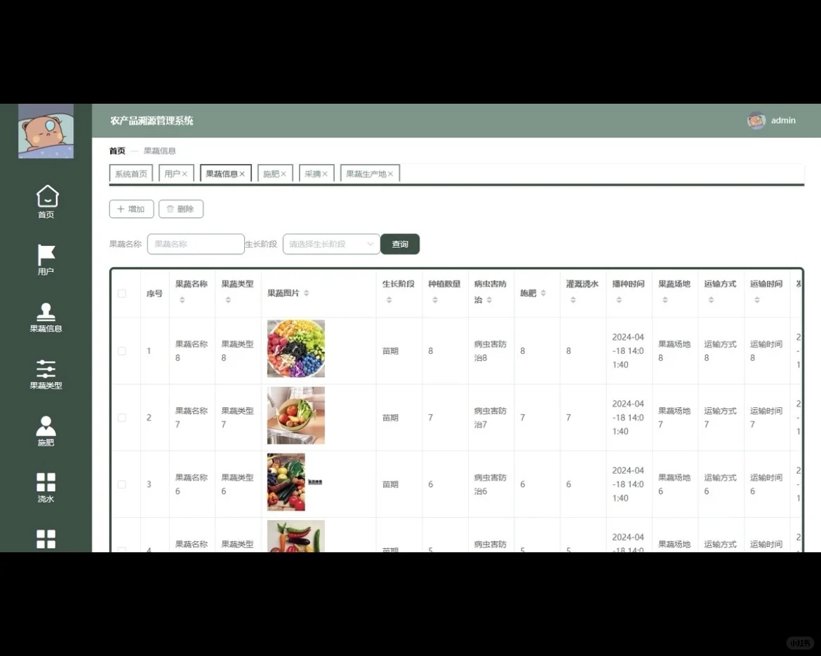 可追溯果蔬生产过程的管理系统