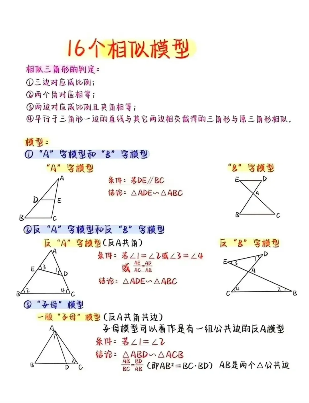 中学数学16种模型整理合集