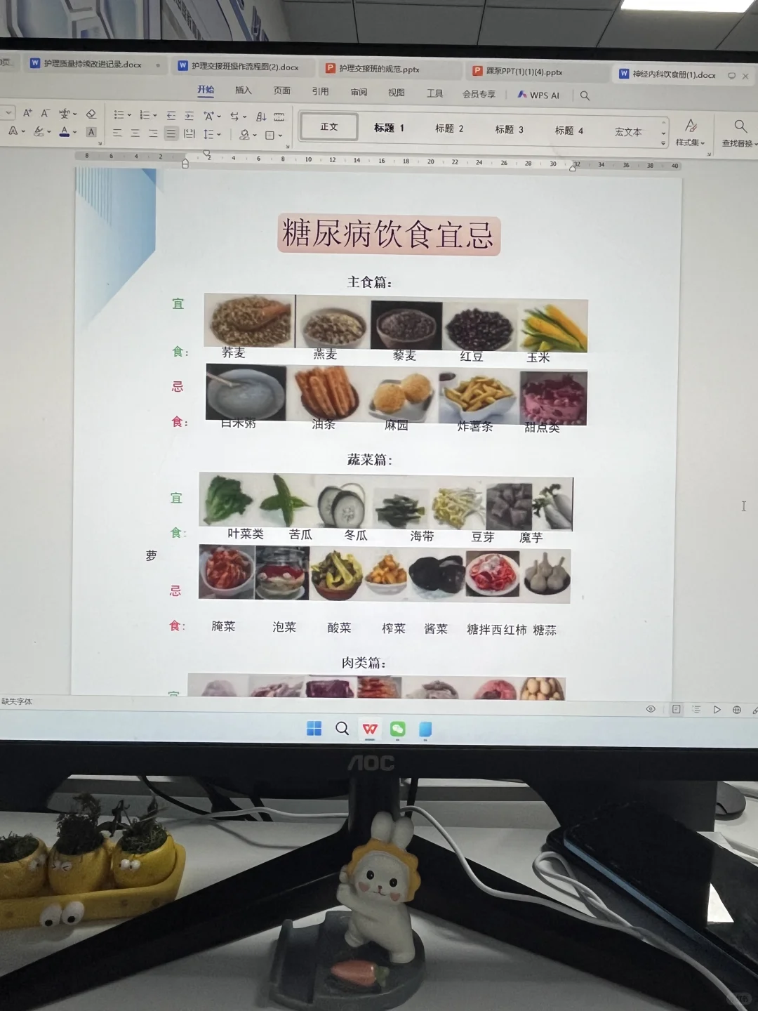 科室的糖尿病饮食墙获得护理部全员称赞！