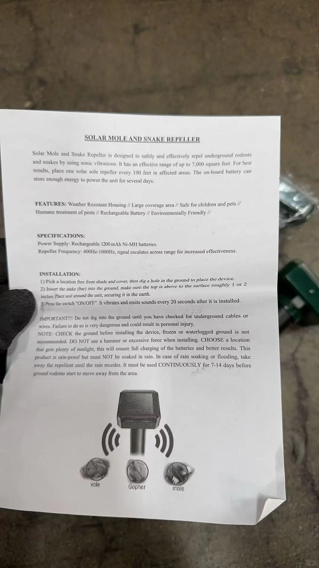 洛杉矶 太阳能驱鼠器批发 $5