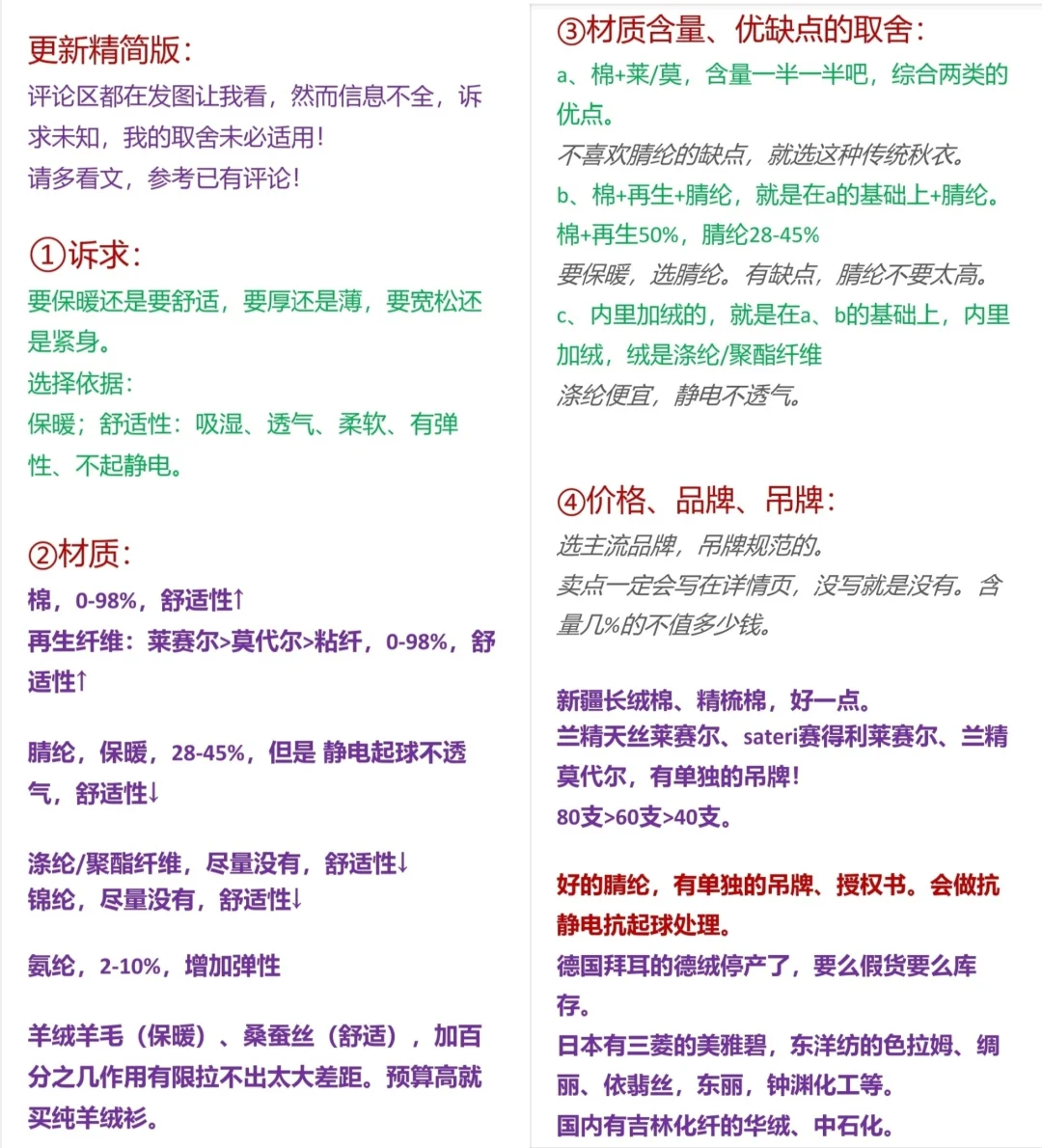 秋衣秋裤 保暖内衣套装 面料材质挑选推荐