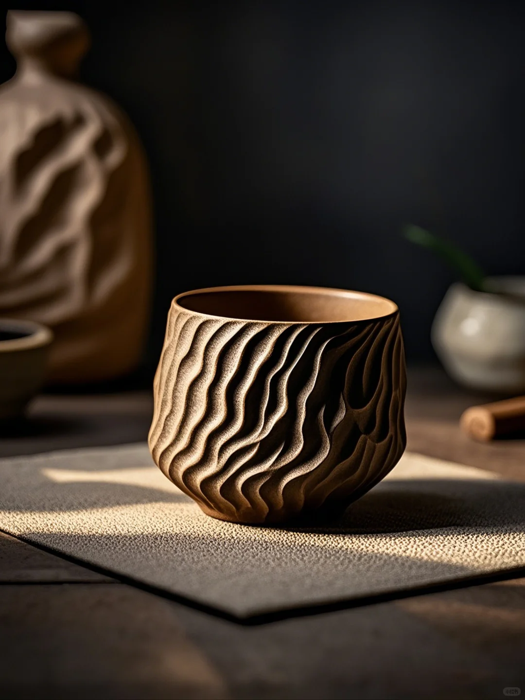 哑光粗陶的治愈力量，每天摸鱼都在杯子肌理