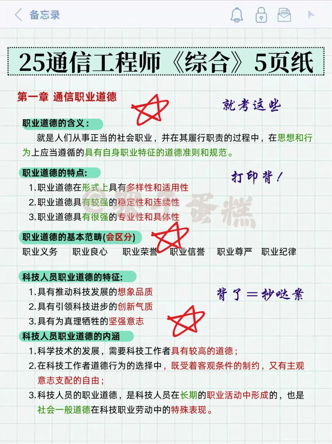 通信工程师也就7页纸，5天背完，保本80+