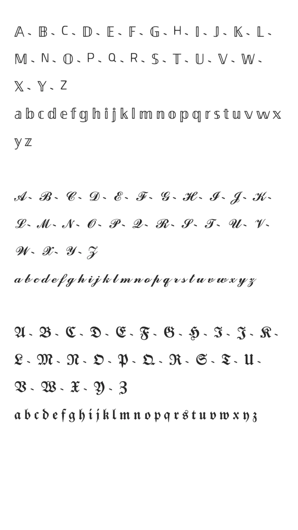 个性字体之26个英文字母