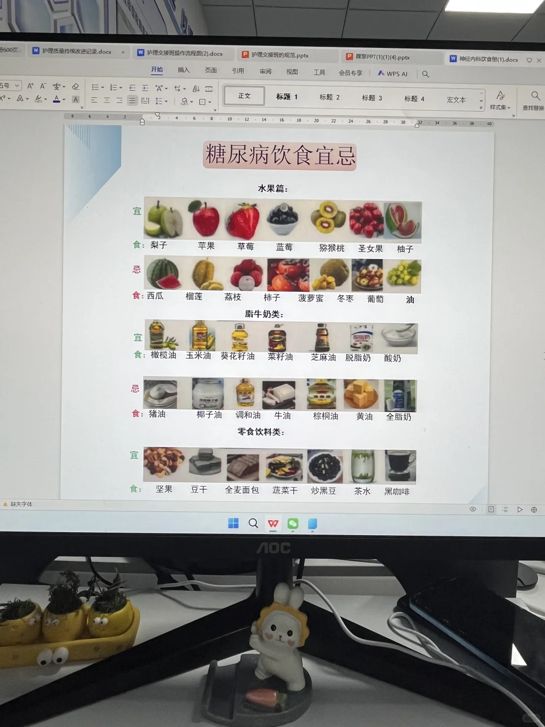 科室的糖尿病饮食墙获得护理部全员称赞！