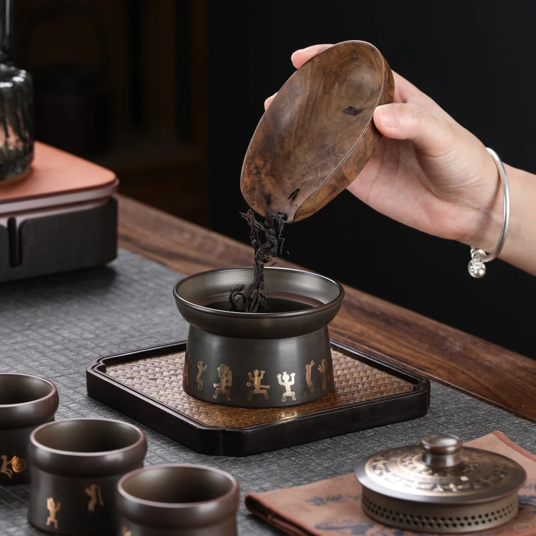 广西文创非遗礼物铜鼓花山盖碗茶器伴手礼