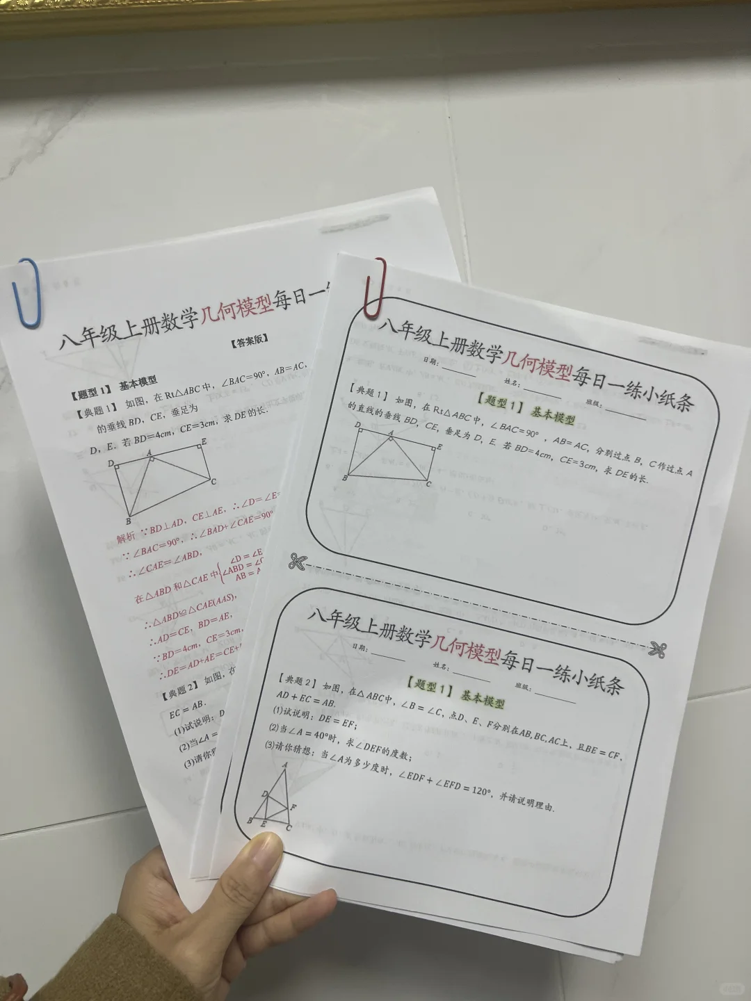 老师发的❗八上期中数学几何模型每日一练❗